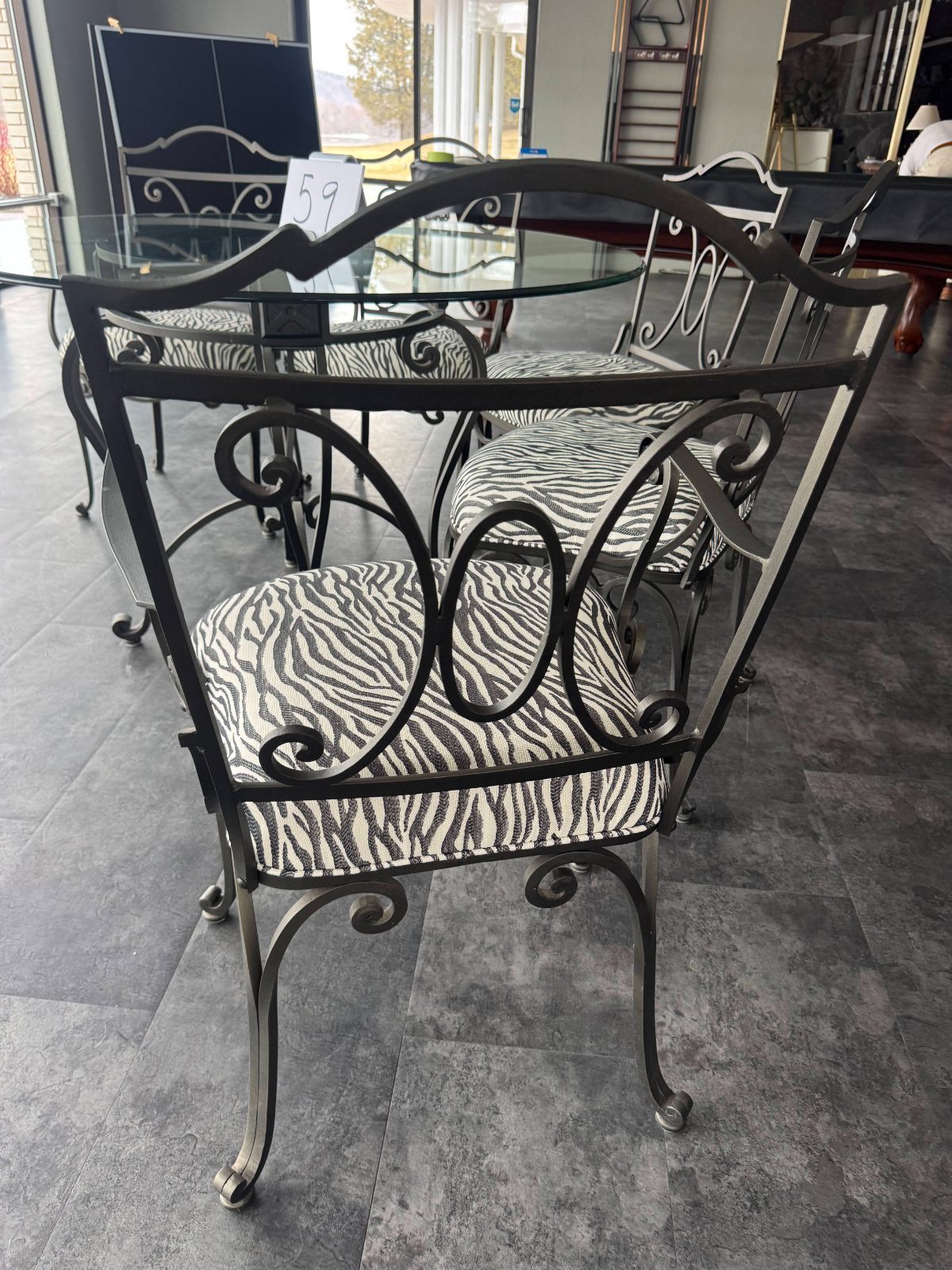 Wrought Iron Table and Zebra Chair Set thumbnail 5