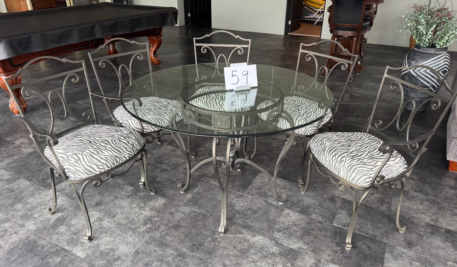 Wrought Iron Table and Zebra Chair Set thumbnail 3