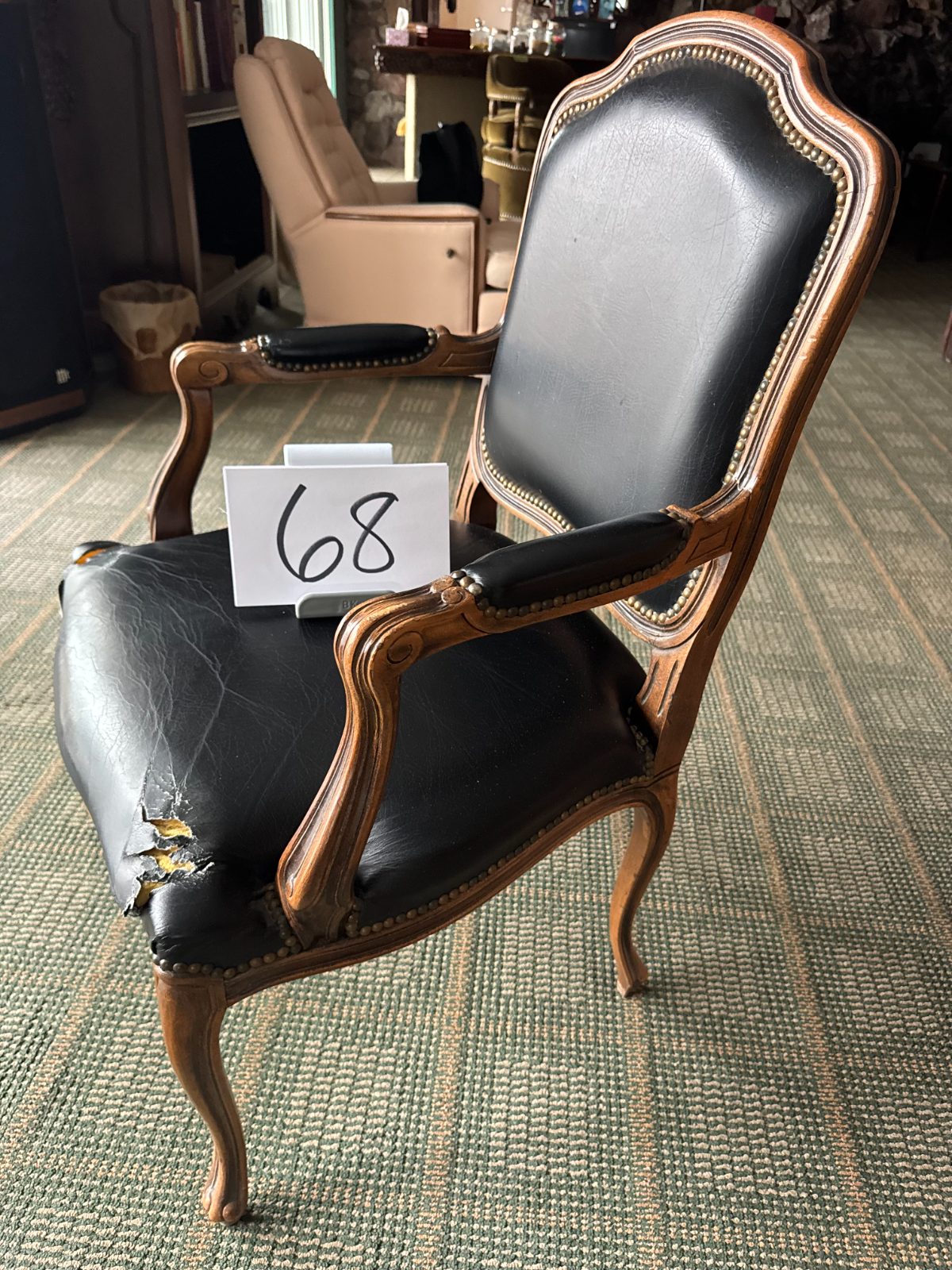 Black Vinyl Wooden Armchair thumbnail 2