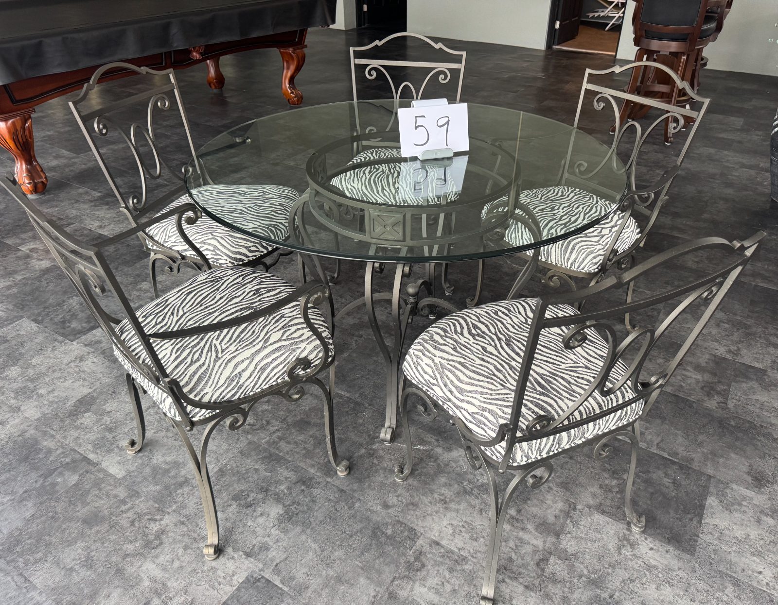 Wrought Iron Table and Zebra Chair Set thumbnail 2