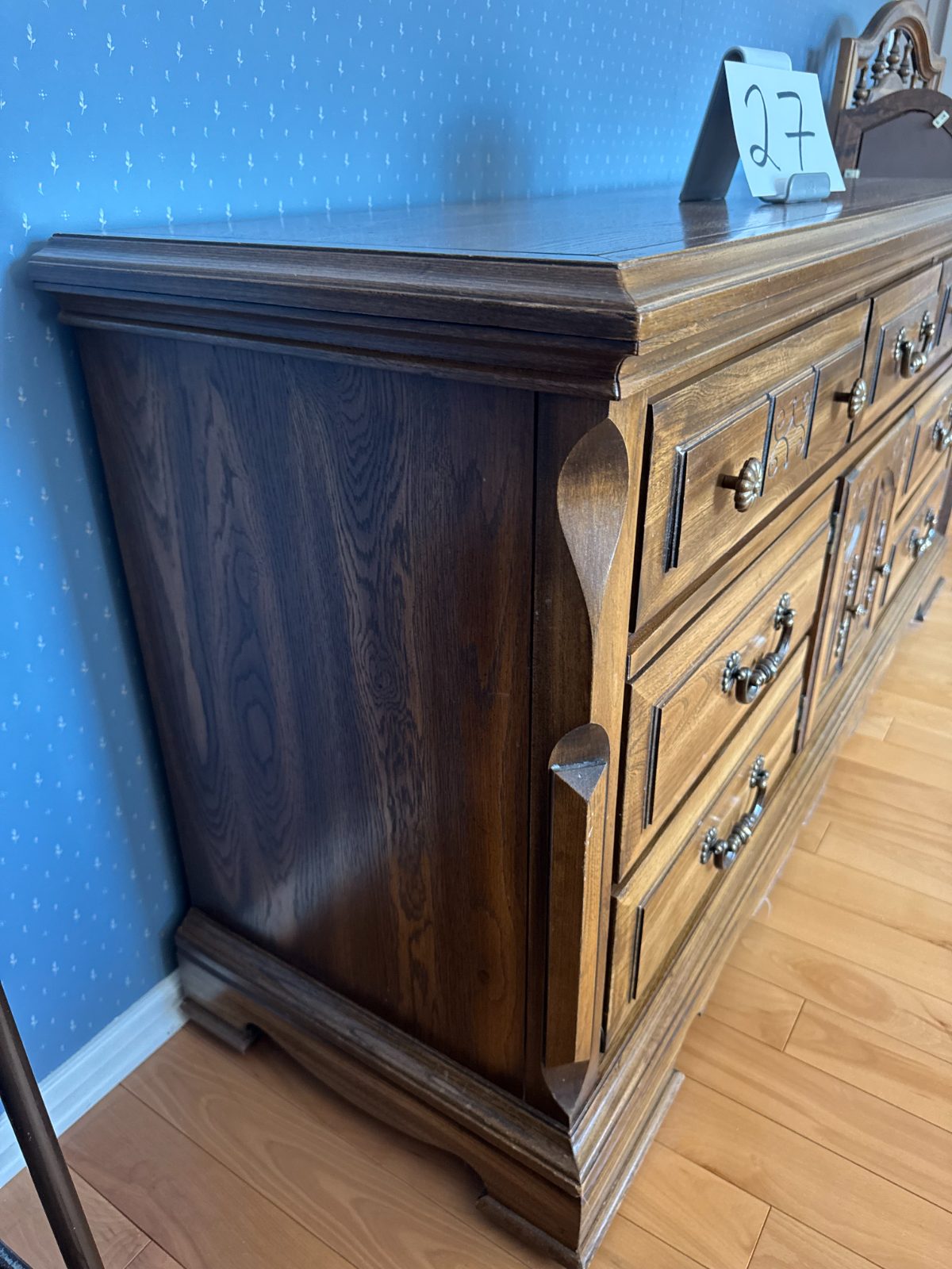 Ornate Lowboy Dresser w Mirror thumbnail 3