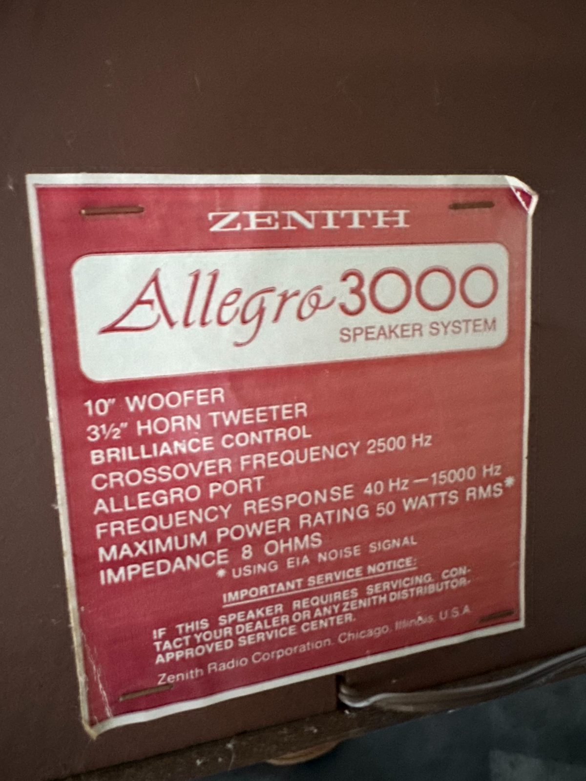 Allegro 3000 by Zenith Speakers thumbnail 5